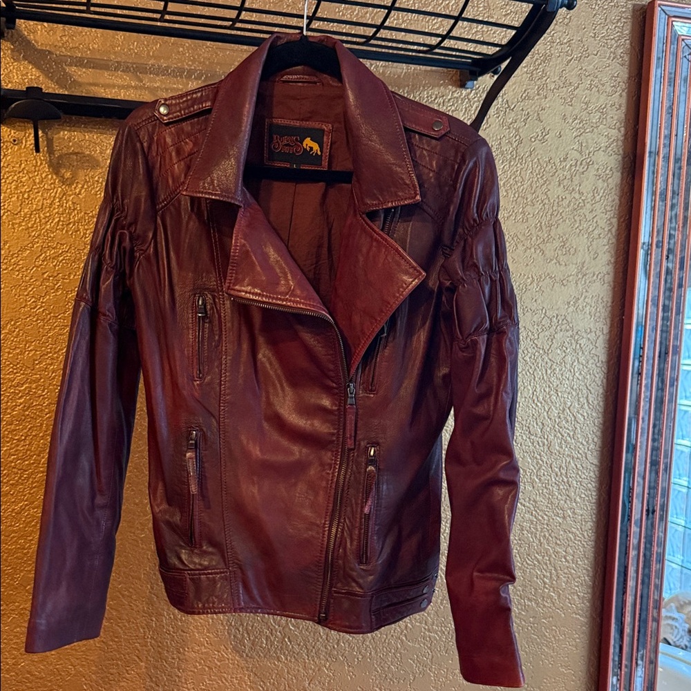 Burns 1876 Women's Burgundy Leather Jacket